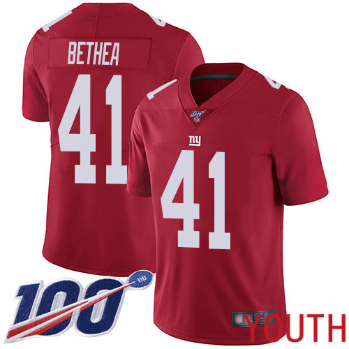 Youth New York Giants 41 Antoine Bethea Red Limited Red Inverted Legend 100th Season Football NFL Jersey